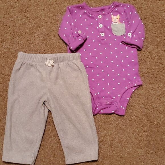 Three Set's of Carter's Baby Two Piece Bodysuit Pant Set Size 6M - Picture 10 of 13